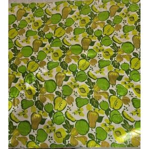 Vintage 1970's Terry Cloth Rectangular Green Fruit Pattern Table Cloth 47 x 68